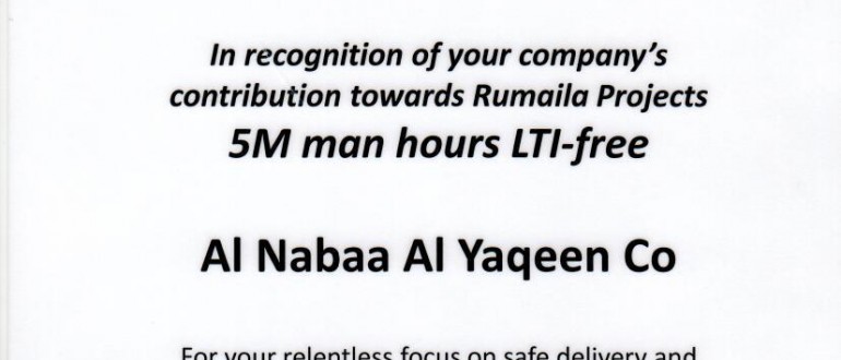 Excellance in safety award from ROO